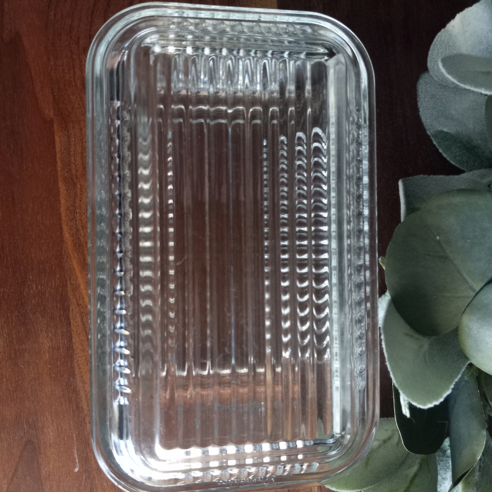 Vintage Pasabahce Glass Ribbed Refrigerator Dish with Lid - Picture 2 of 8